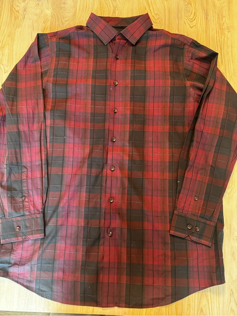 Hart Schaffner Marx Red and Black Plaid Dress Shirt